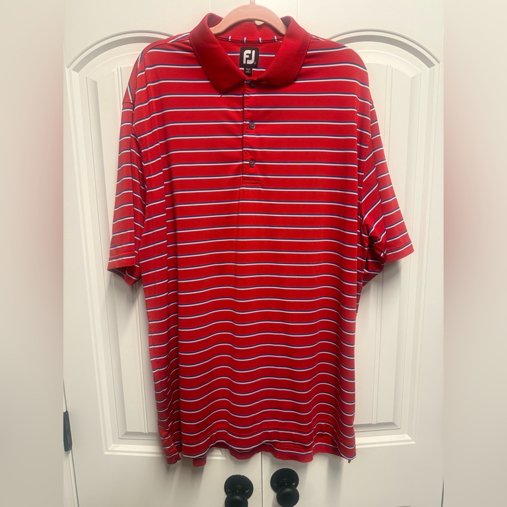 FootJoy FJ Men’s Golf Polo. Red White And Blue. Size: XXL